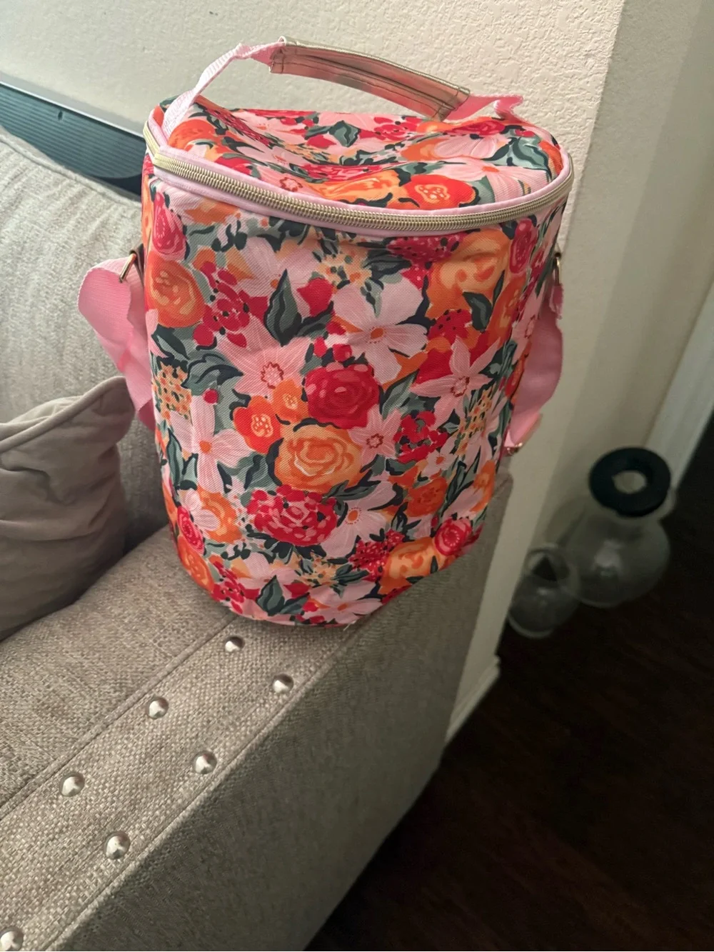 Floral Pink Insulated Lunch Bag Tote